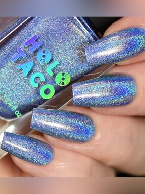 Holo taco sparkling water blue linear holographic nail polish retired